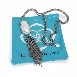Kendra Scott Rare Howlite White Rayne Pendant Tassel Silver Necklace
